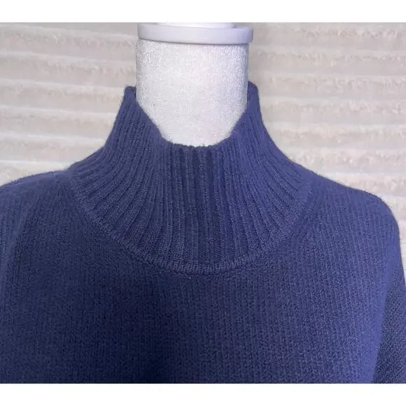 Gap Oversized Mock Neck Sweater Cashsoft, Navy Blue w/ Ribbed Hem, Sz M - Picture 6 of 10